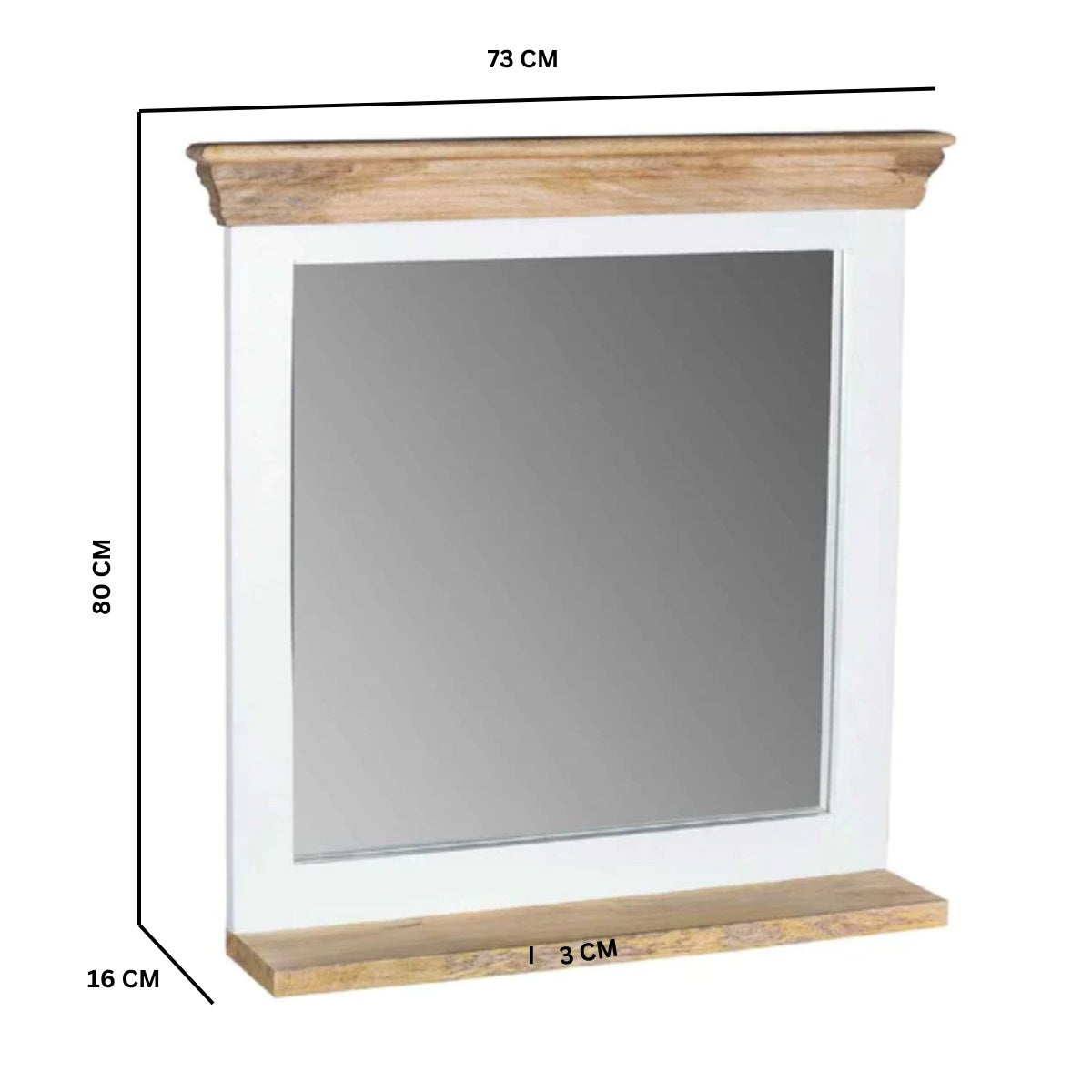 Aangan Mirror Frame with Shelf – Solid Mango Wood