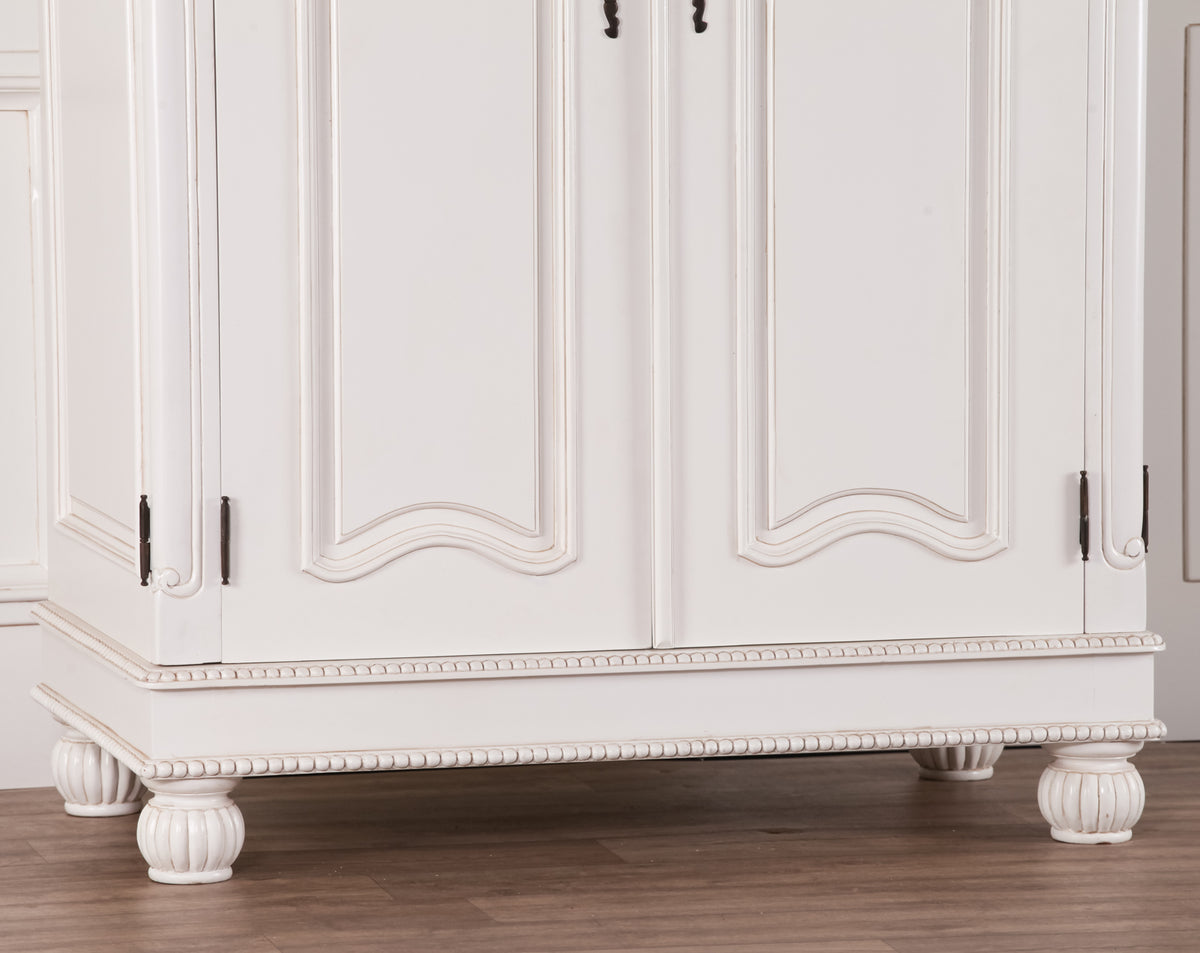 Versailles Carved French Double Armoire – White Mahogany