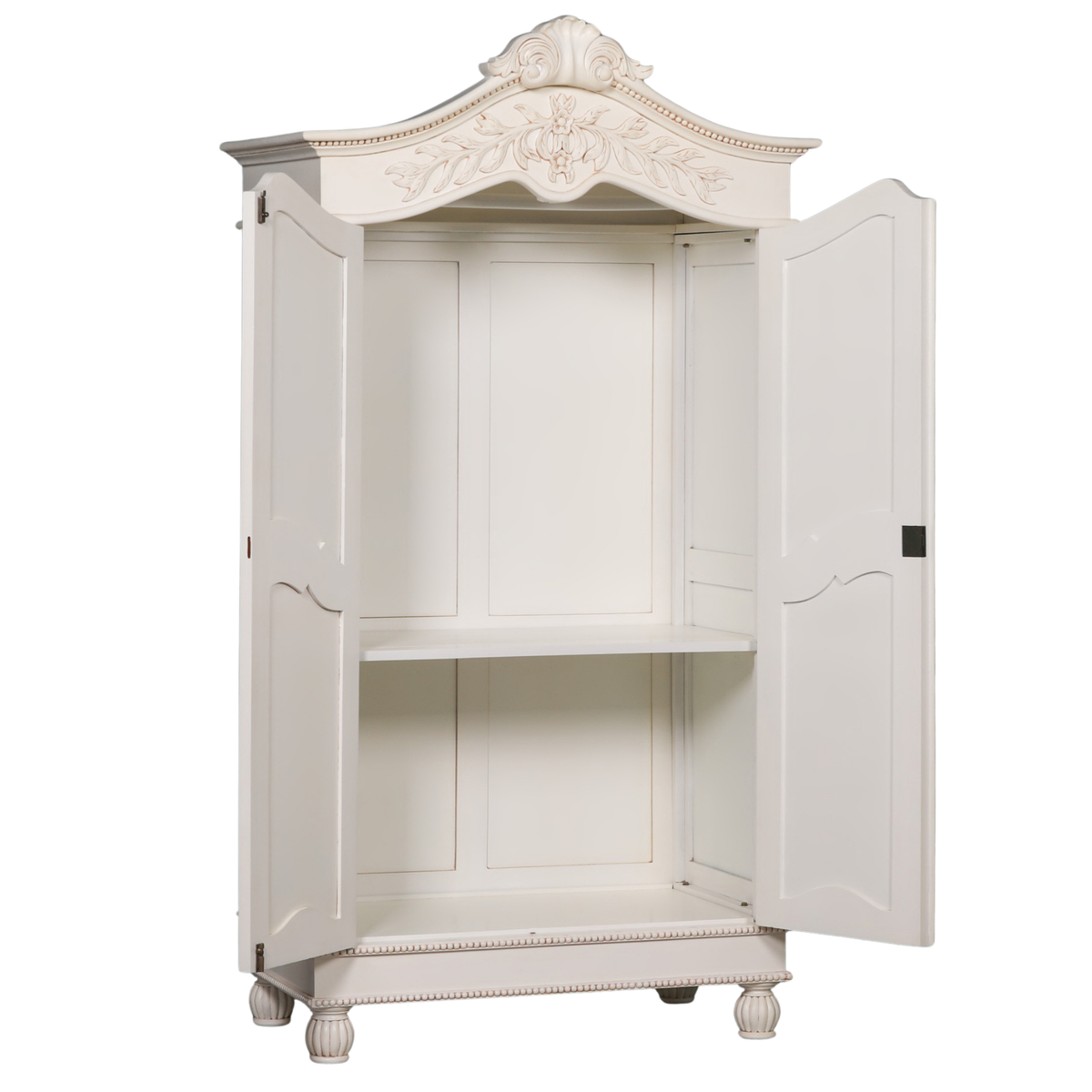 Versailles Carved French Double Armoire – White Mahogany