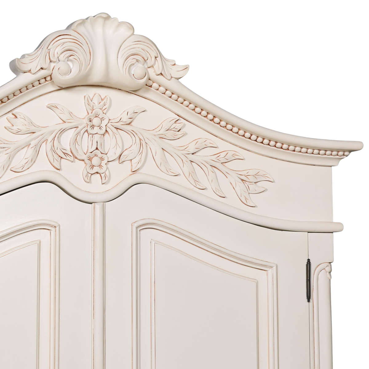 Versailles Carved French Double Armoire – White Mahogany