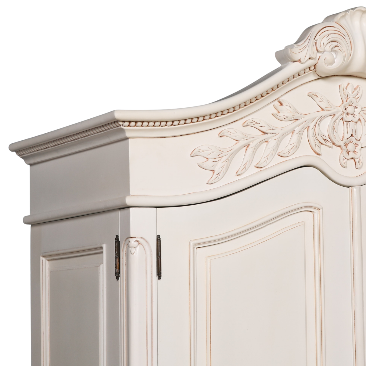 Versailles Carved French Double Armoire – White Mahogany