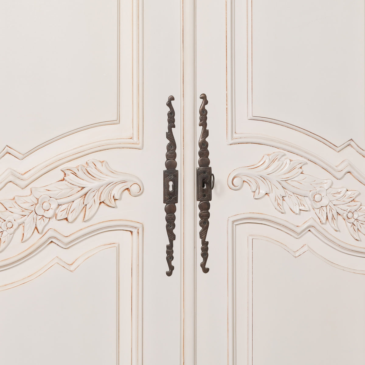 Versailles Carved French Double Armoire – White Mahogany