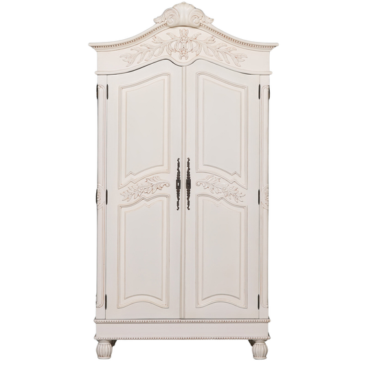 Versailles Carved French Double Armoire – White Mahogany