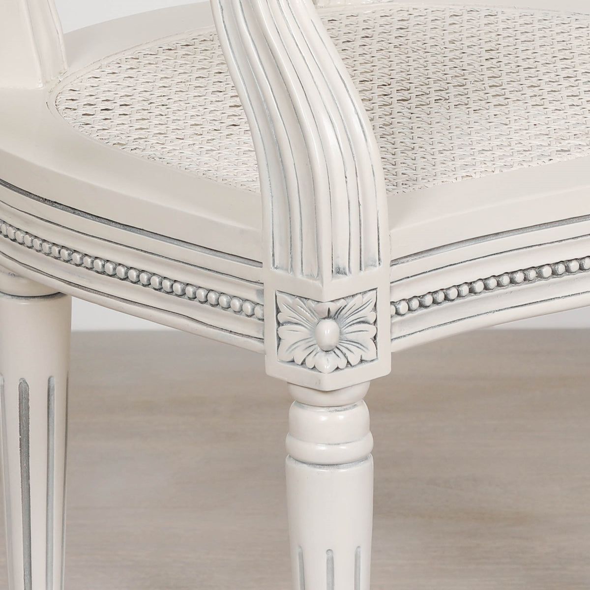 Aubrey French Rattan Armchair – Pale Ivory