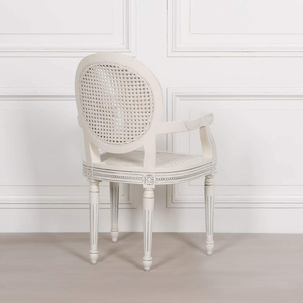 Aubrey French Rattan Armchair – Pale Ivory