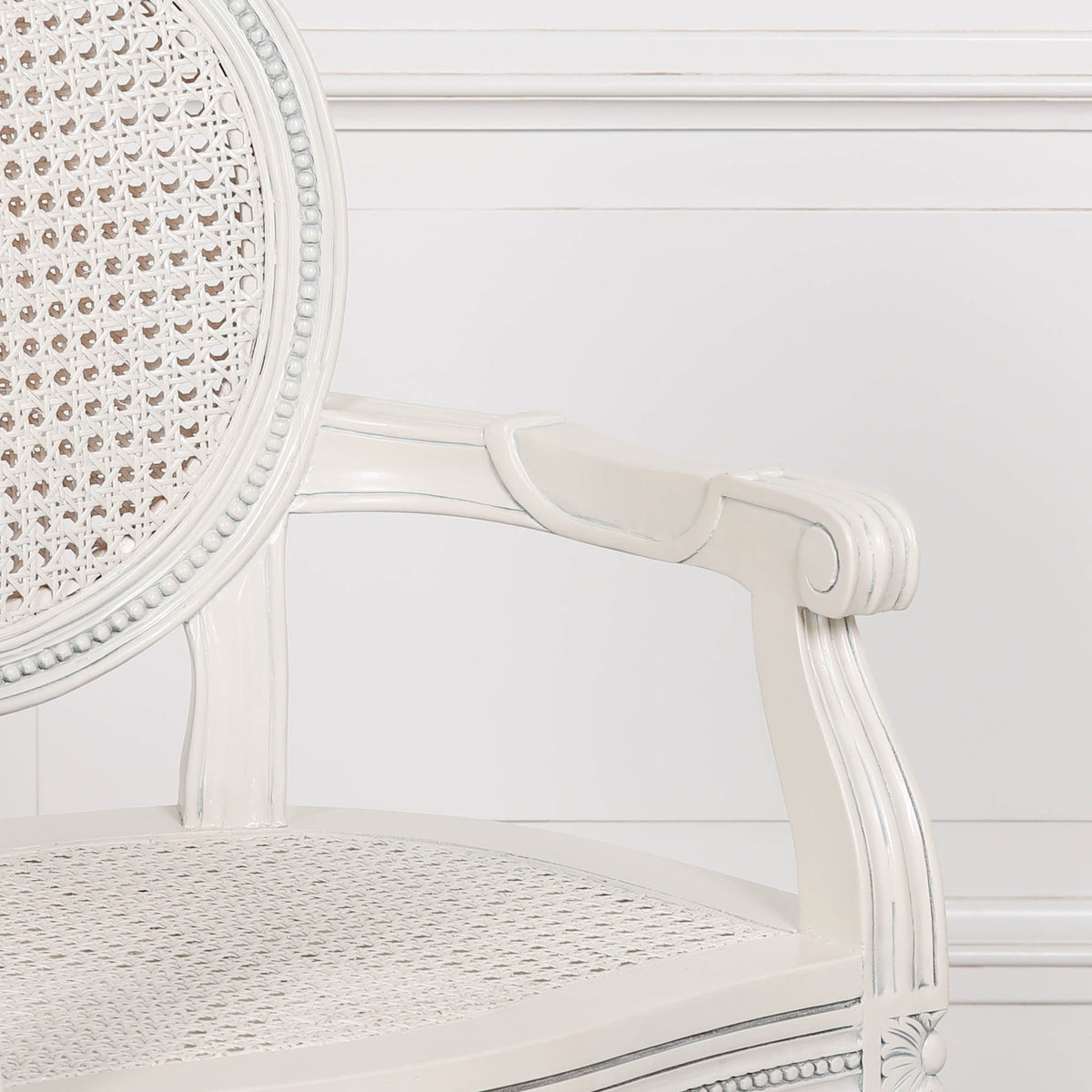 Aubrey French Rattan Armchair – Pale Ivory