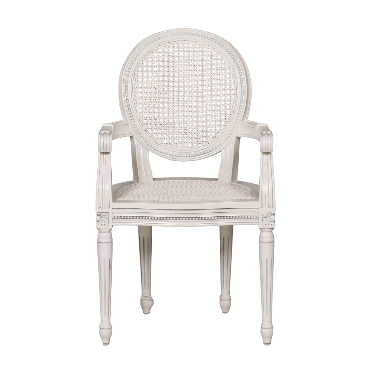 Aubrey French Rattan Armchair – Pale Ivory