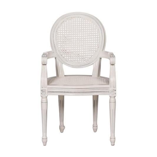 Aubrey French Rattan Armchair – Pale Ivory