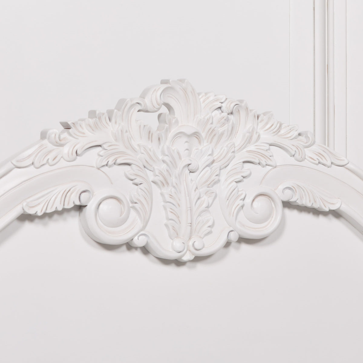 Amélie Carved Rose King Size Bed – White Mahogany