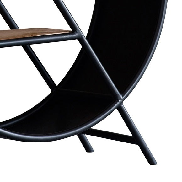 Millstone Round Open Bookcase – Reclaimed Wood & Metal