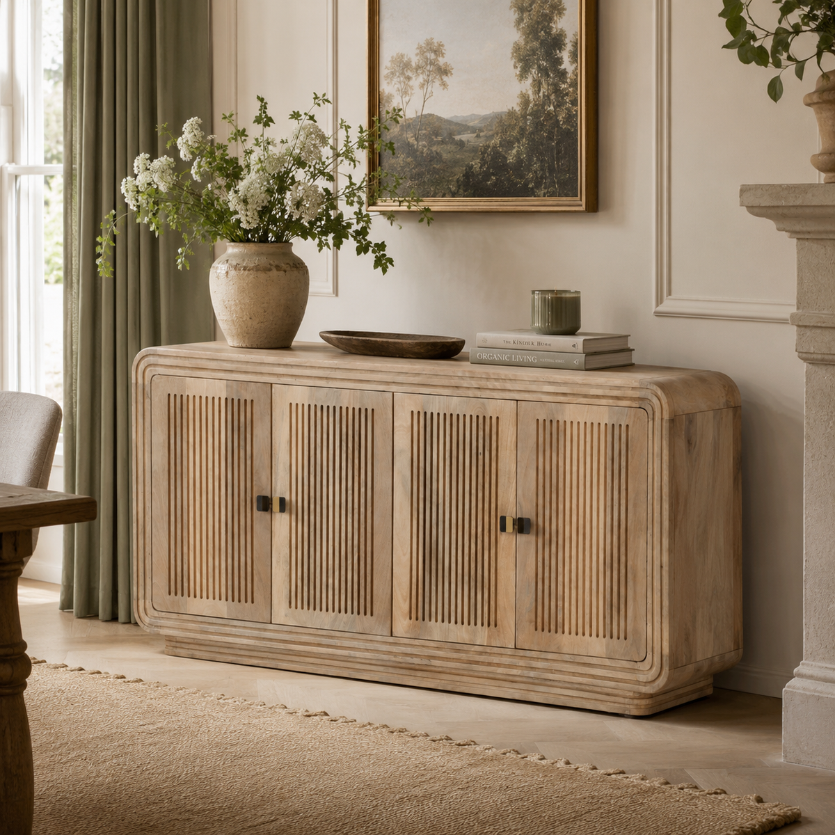 Witton Large Sideboard – 4 Door – Carved Mango Wood