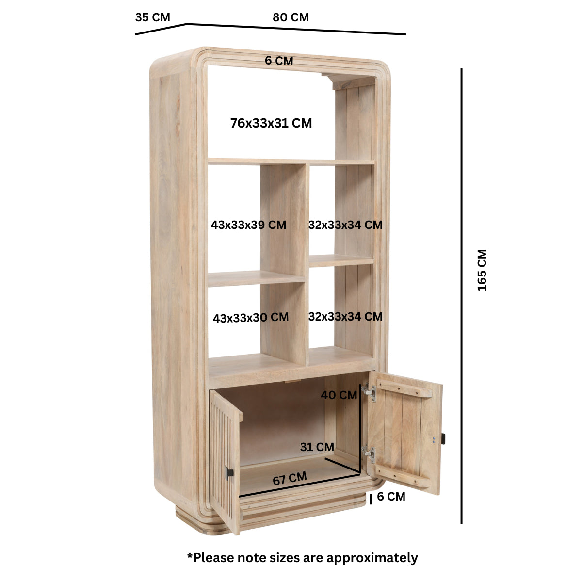 Witton Bookcase – Carved Mango Wood