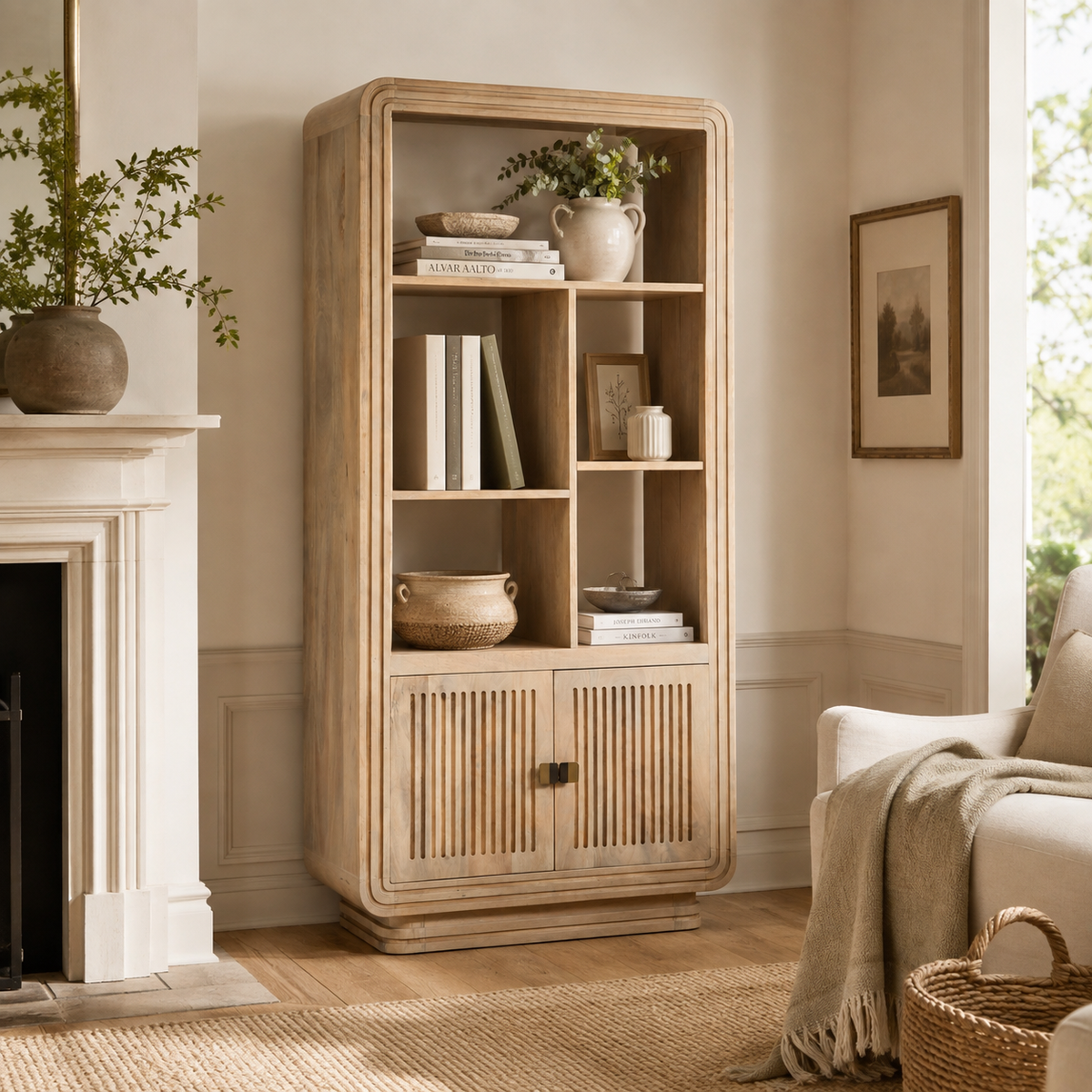 Witton Bookcase – Carved Mango Wood