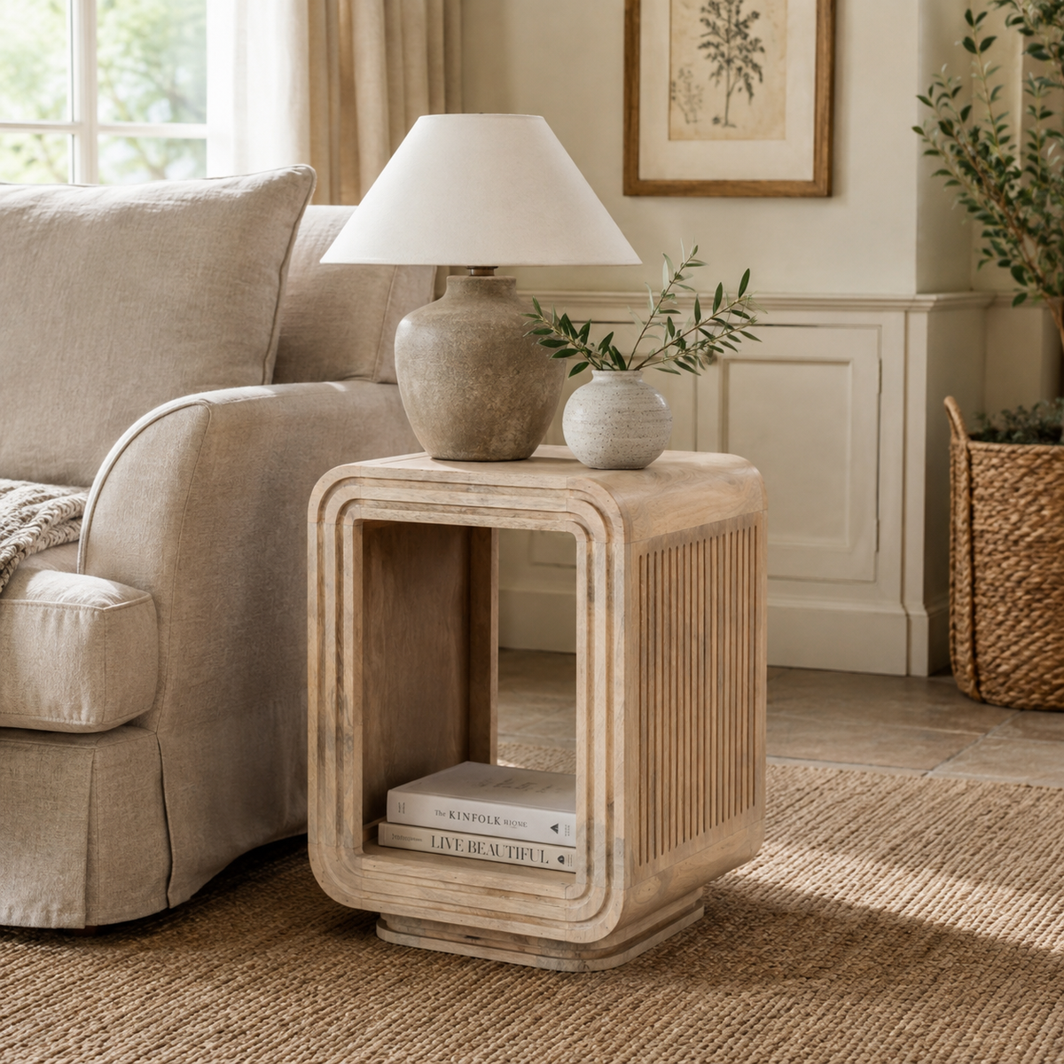 Witton Side Table – Carved Mango Wood