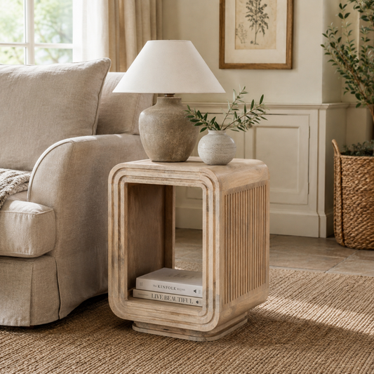 Witton Side Table – Carved Mango Wood