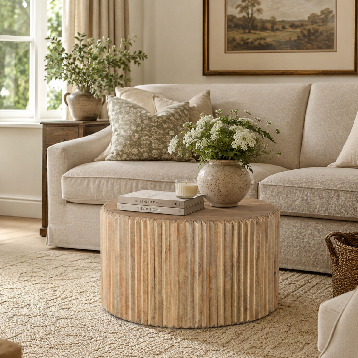 Witton Round Coffee Table – Carved Mango Wood