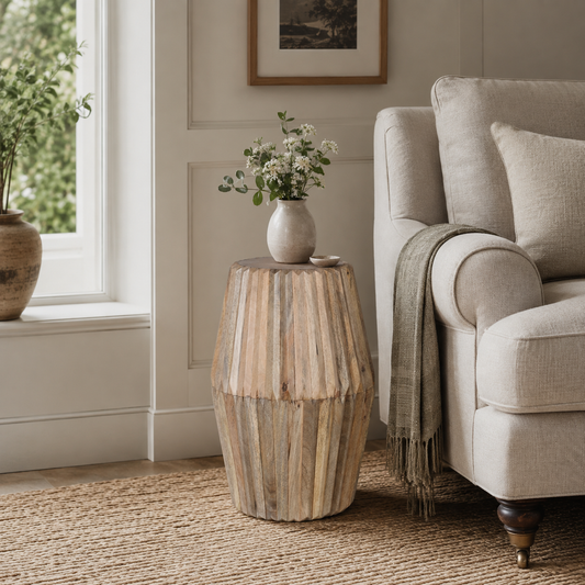 Witton Side Table – Carved Mango Wood