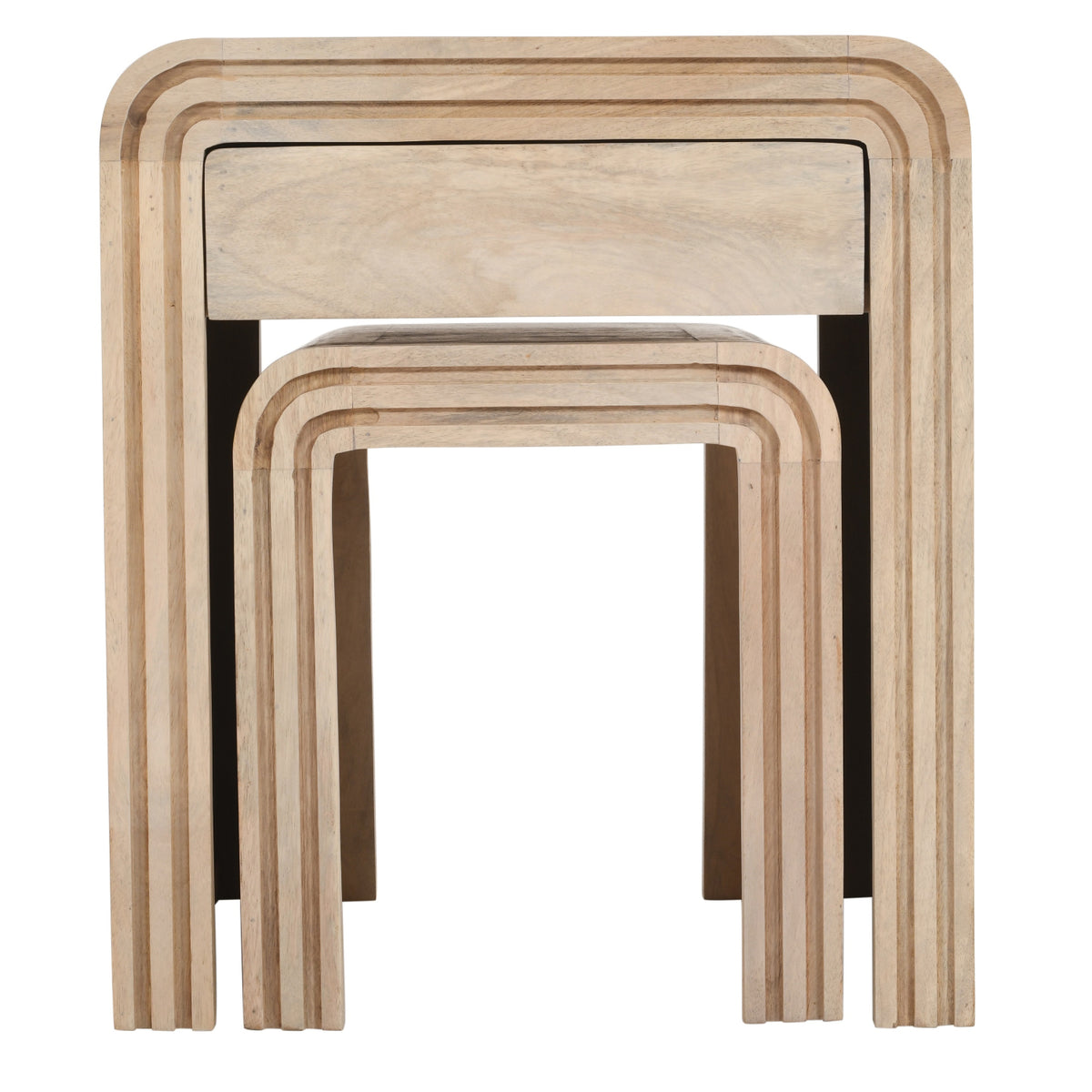 Witton Nest of 2 Tables with Drawer – Carved Mango Wood