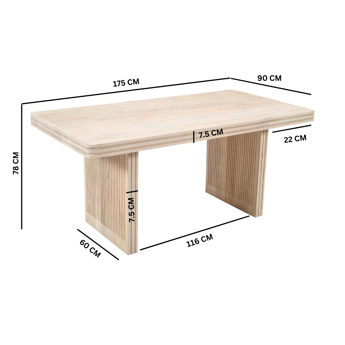 Witton Dining Table – 6 Seater – Carved Mango Wood