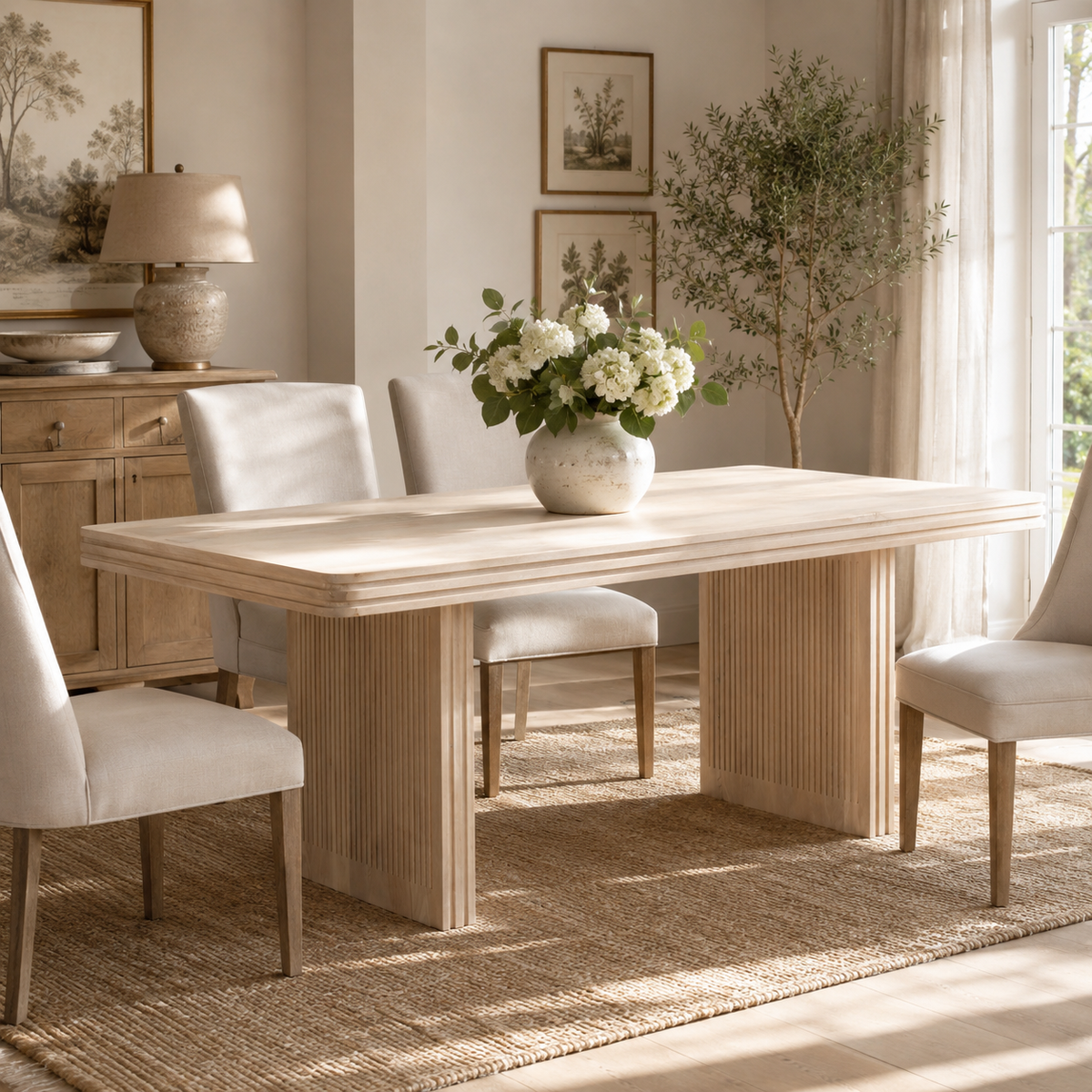 Witton Dining Table – 6 Seater – Carved Mango Wood