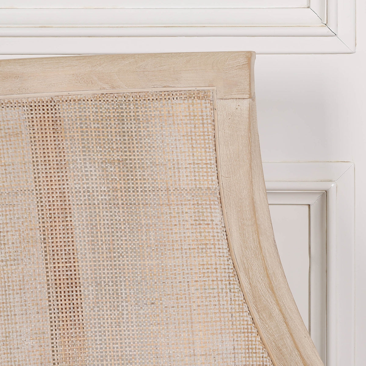 Elodie Rattan Upholstered Dining Chair – Light Wood & Linen