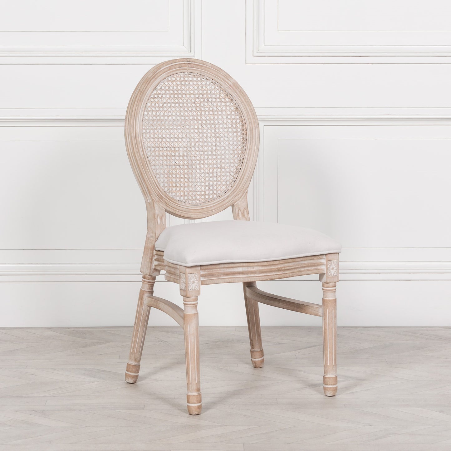 Light Louis Upholstered Dining Chair – Birch Wood & Linen