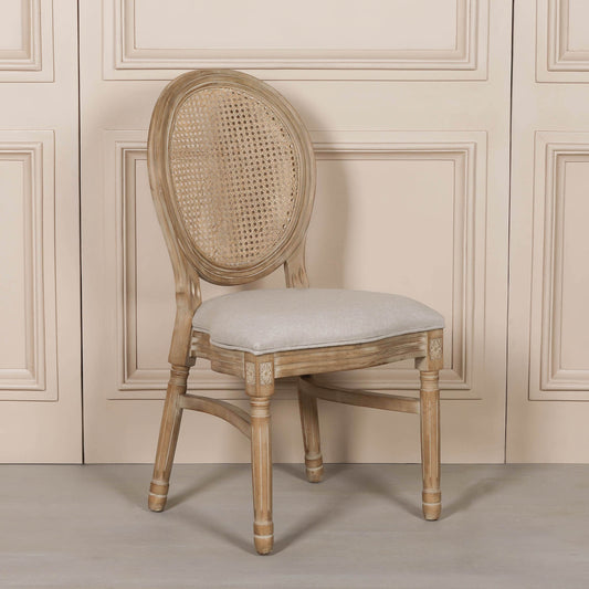 Louis Upholstered Dining Chair – Birch Wood & Linen
