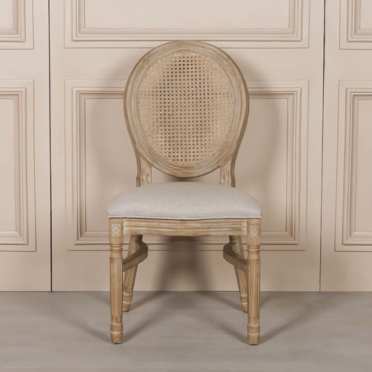 Louis Upholstered Dining Chair – Birch Wood & Linen