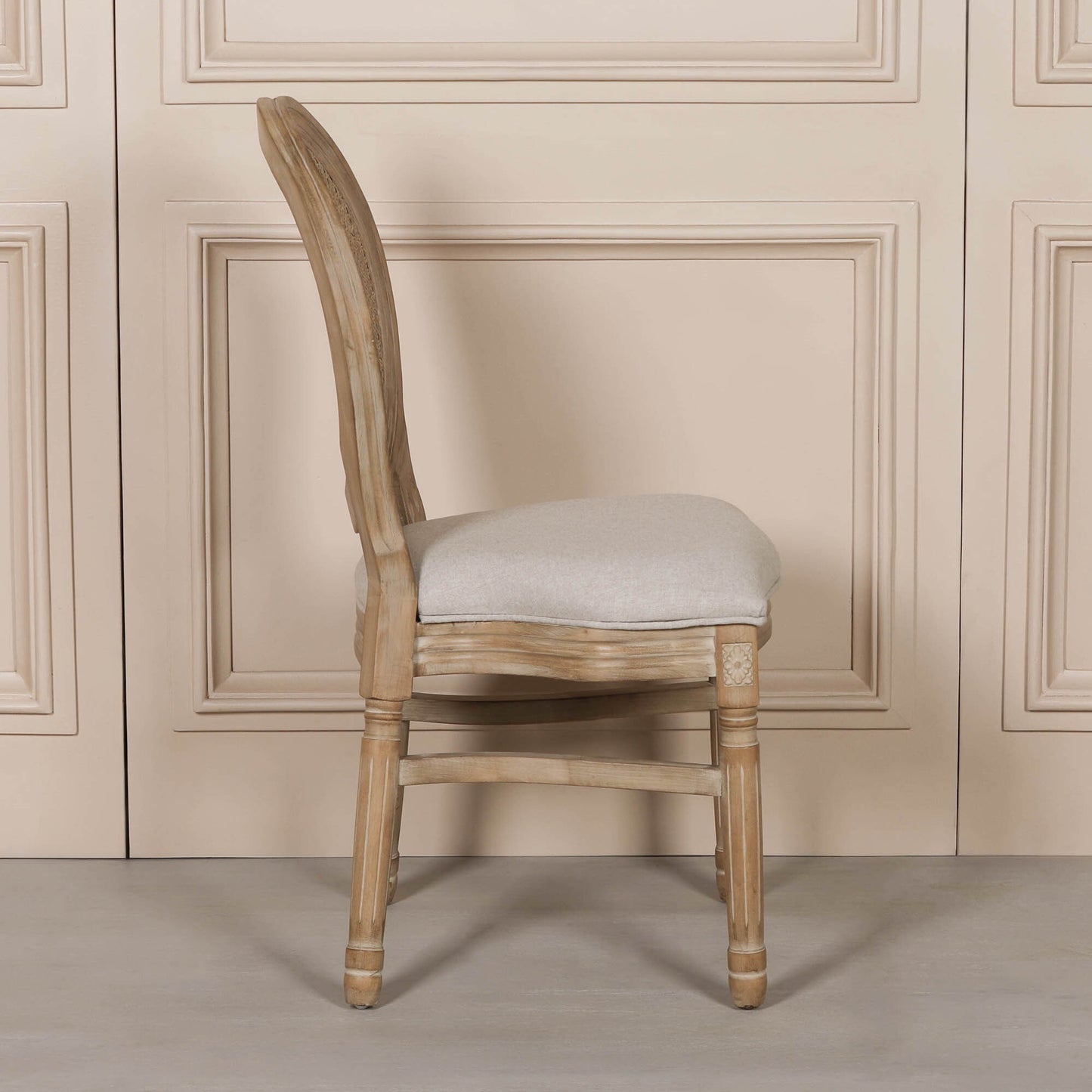 Louis Upholstered Dining Chair – Birch Wood & Linen
