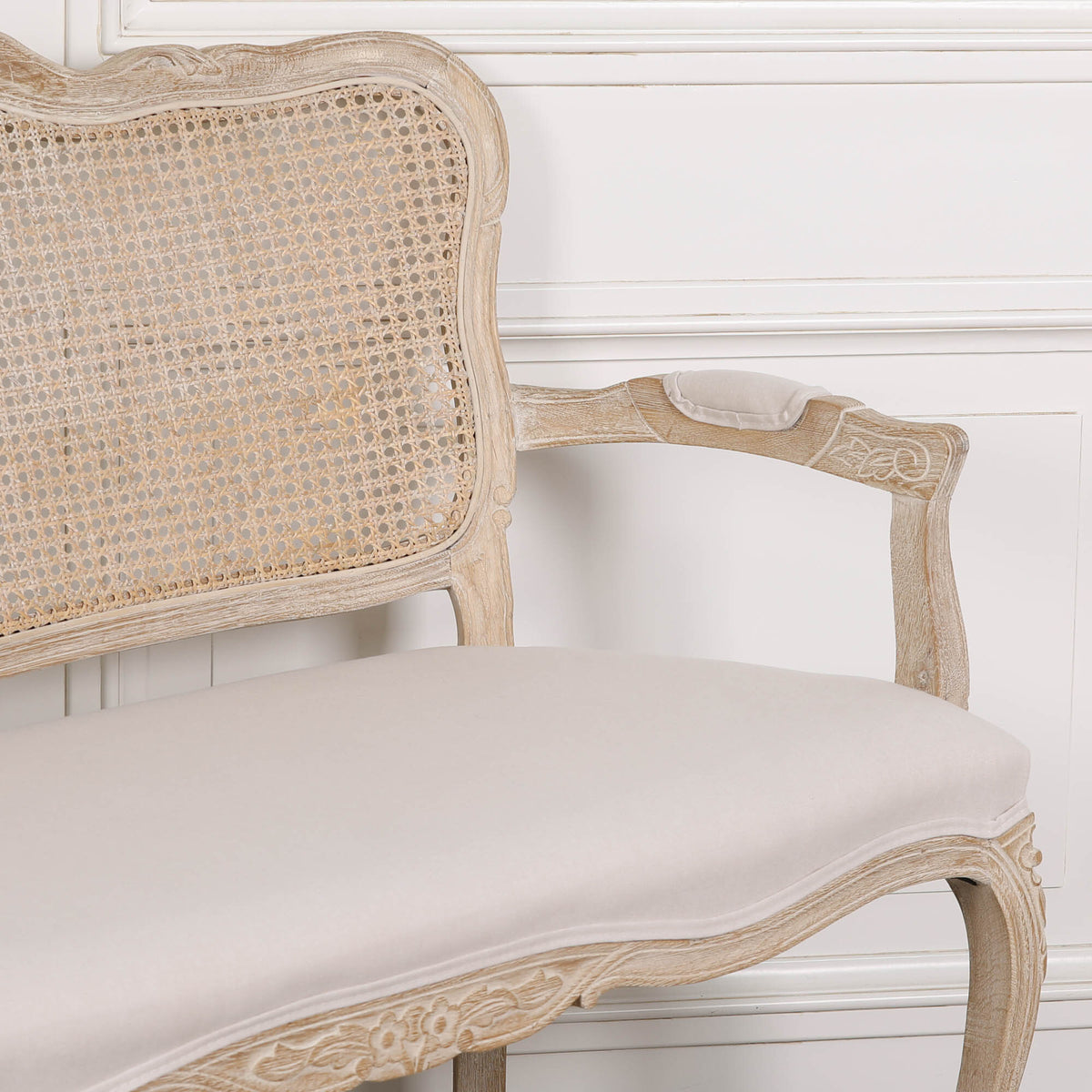 Louis Upholstered 2 Seater Settee – Natural Linen