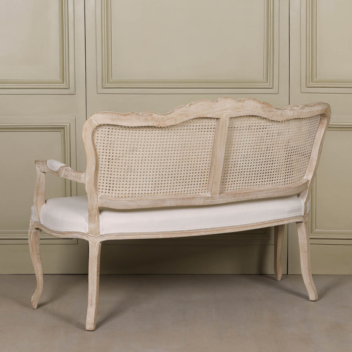 Louis Upholstered 2 Seater Settee – Natural Linen