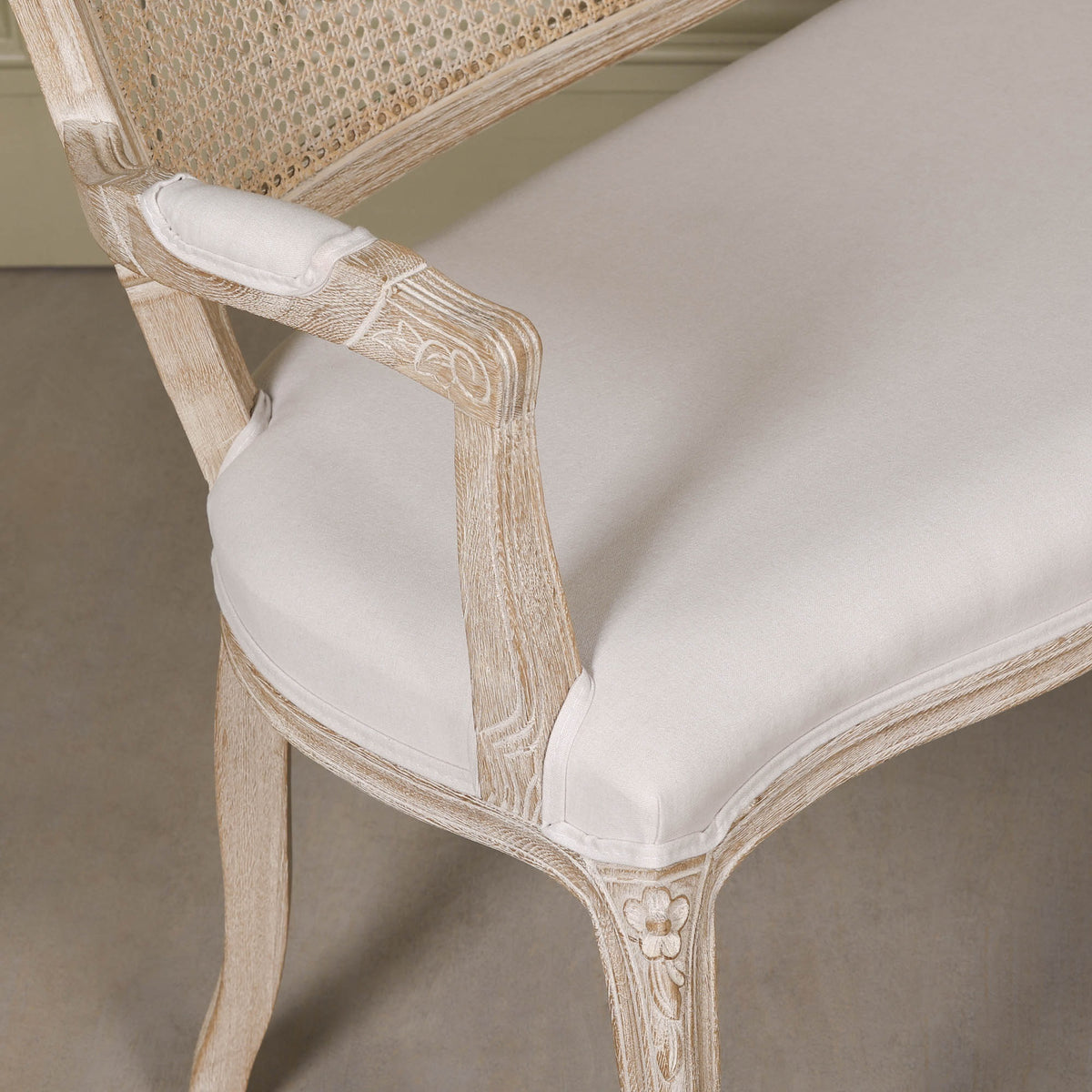 Louis Upholstered 2 Seater Settee – Natural Linen