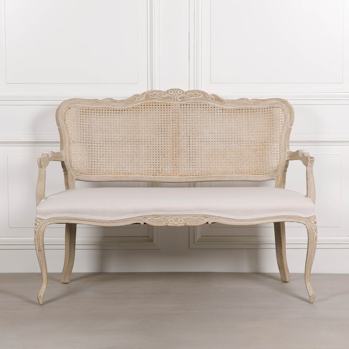 Louis Upholstered 2 Seater Settee – Natural Linen