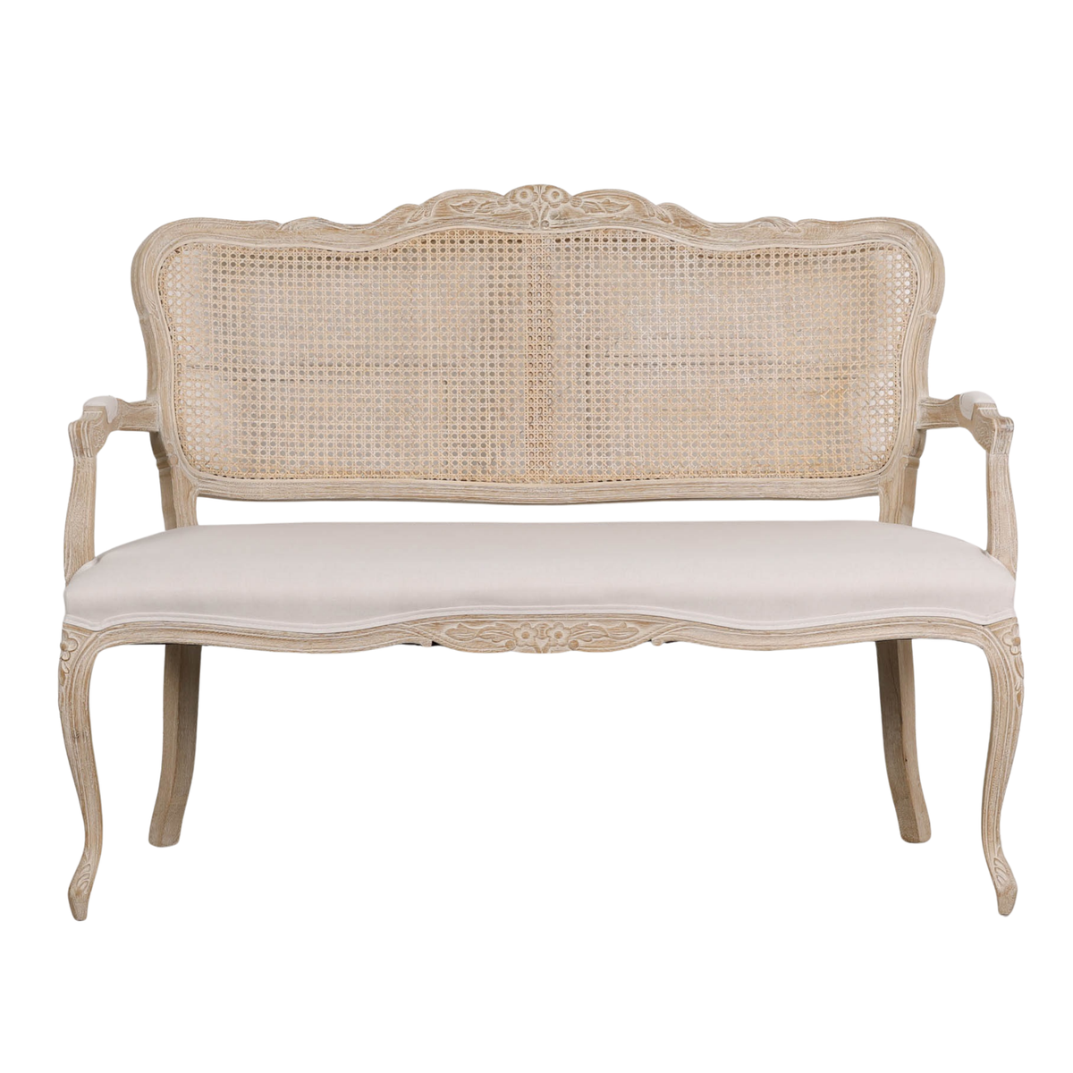 Louis Upholstered 2 Seater Settee – Natural Linen