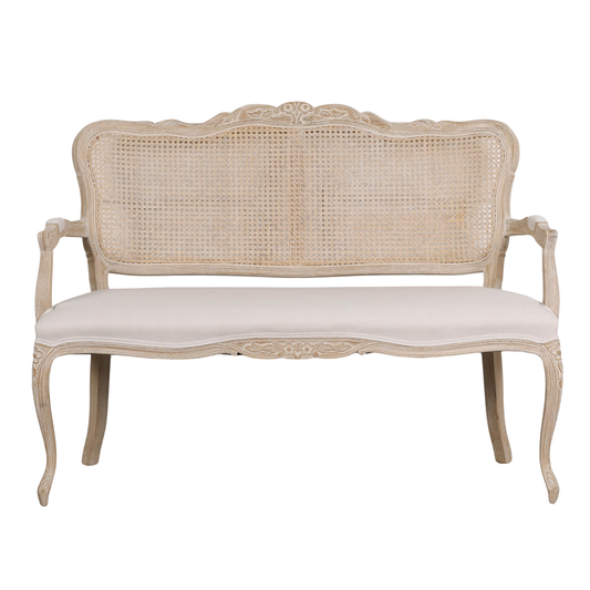 Louis Upholstered 2 Seater Settee – Natural Linen
