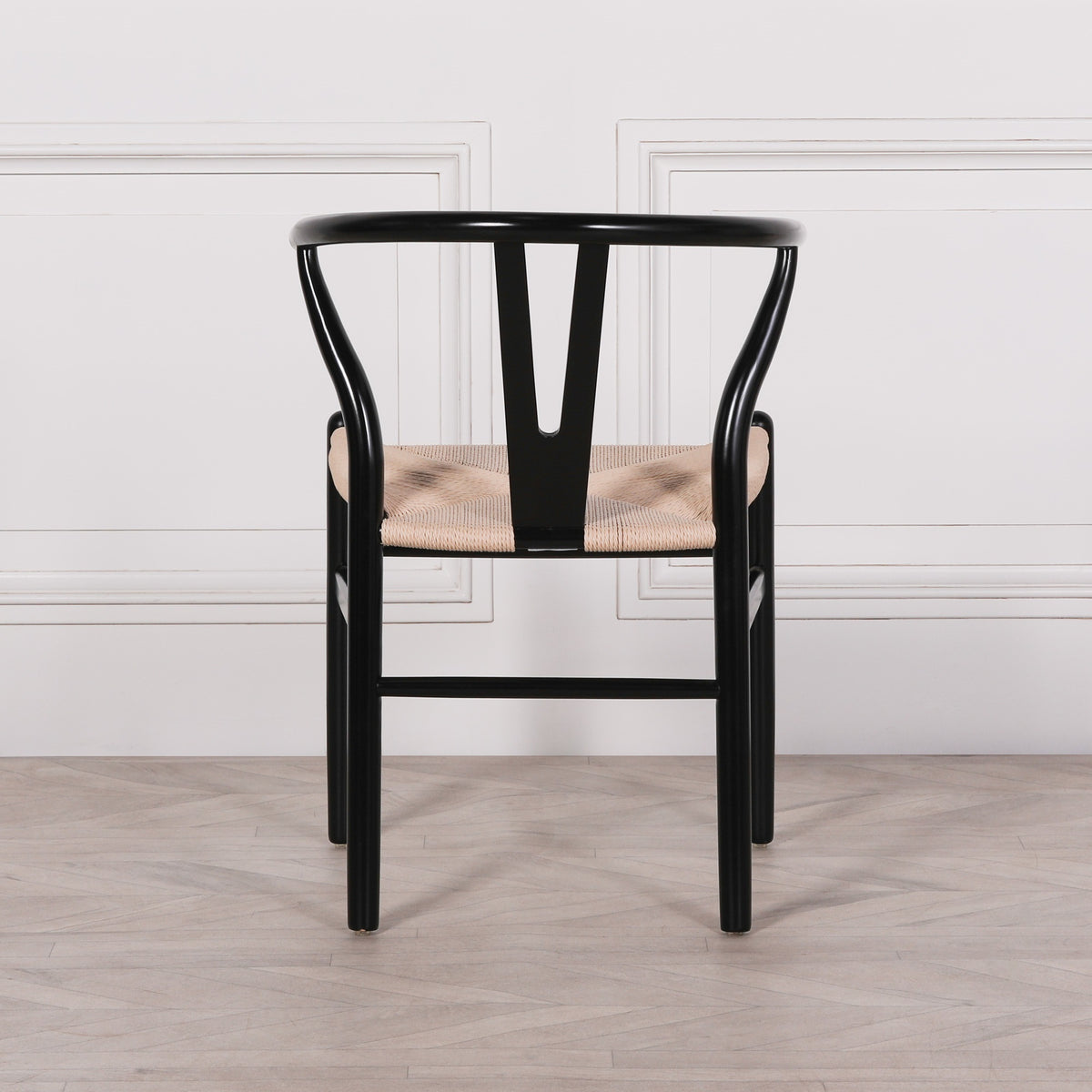 Black Wishbone Dining Chair – Beech Wood & Woven Seat
