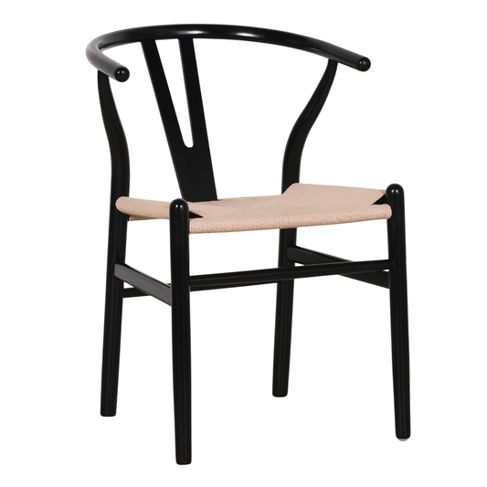 Black Wishbone Dining Chair – Beech Wood & Woven Seat