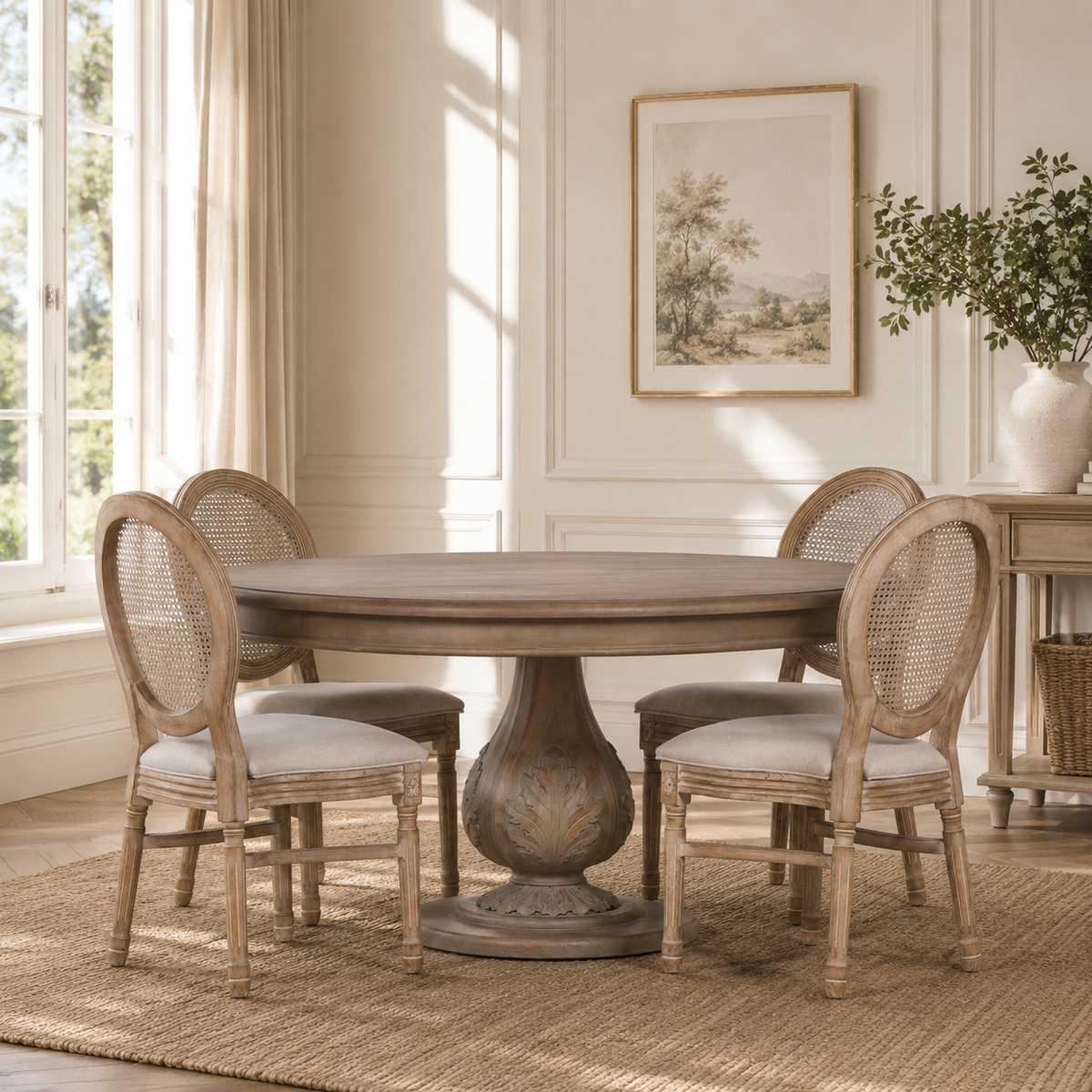 Fairford Round Acorn Dining Table 150cm – Dark Rustic Wash