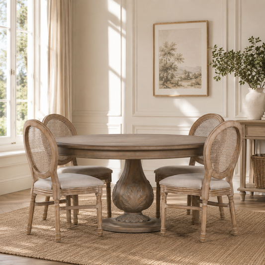 Fairford Round Acorn Dining Table 150cm – Dark Rustic Wash