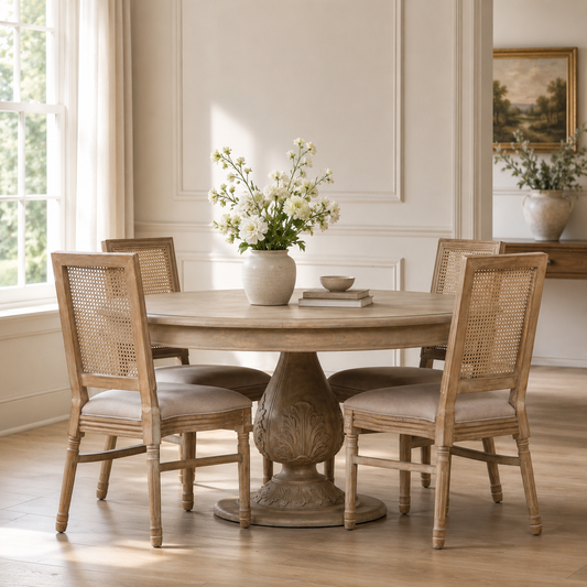 Fairford Round Acorn Dining Table 150cm – Light Rustic Wood