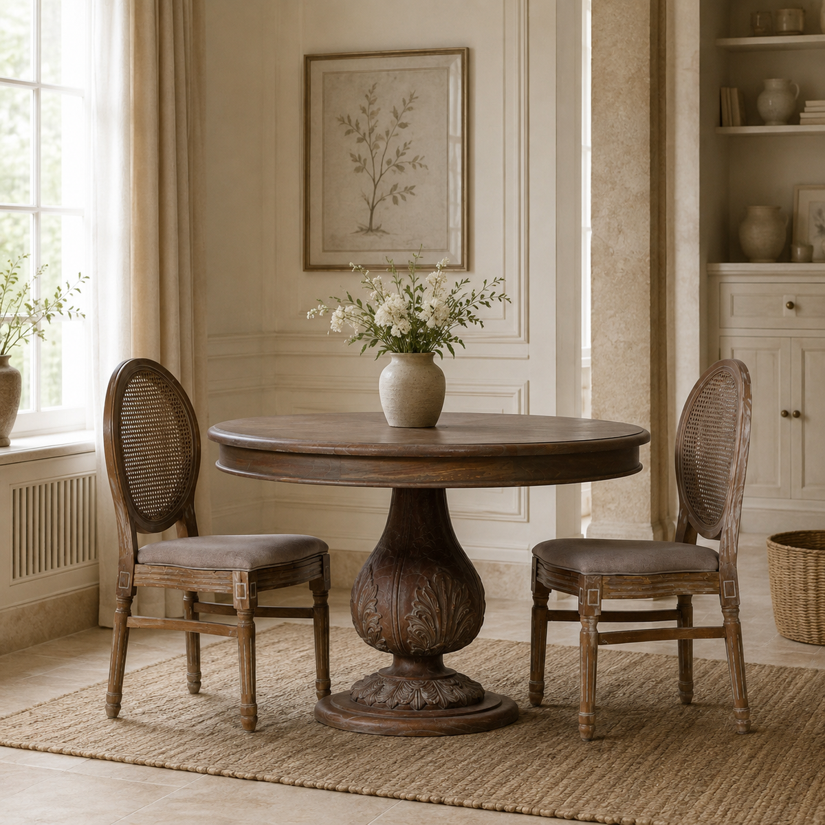 Oakmere Acorn Pedestal Round Dining Table 120cm – Reclaimed Cedar