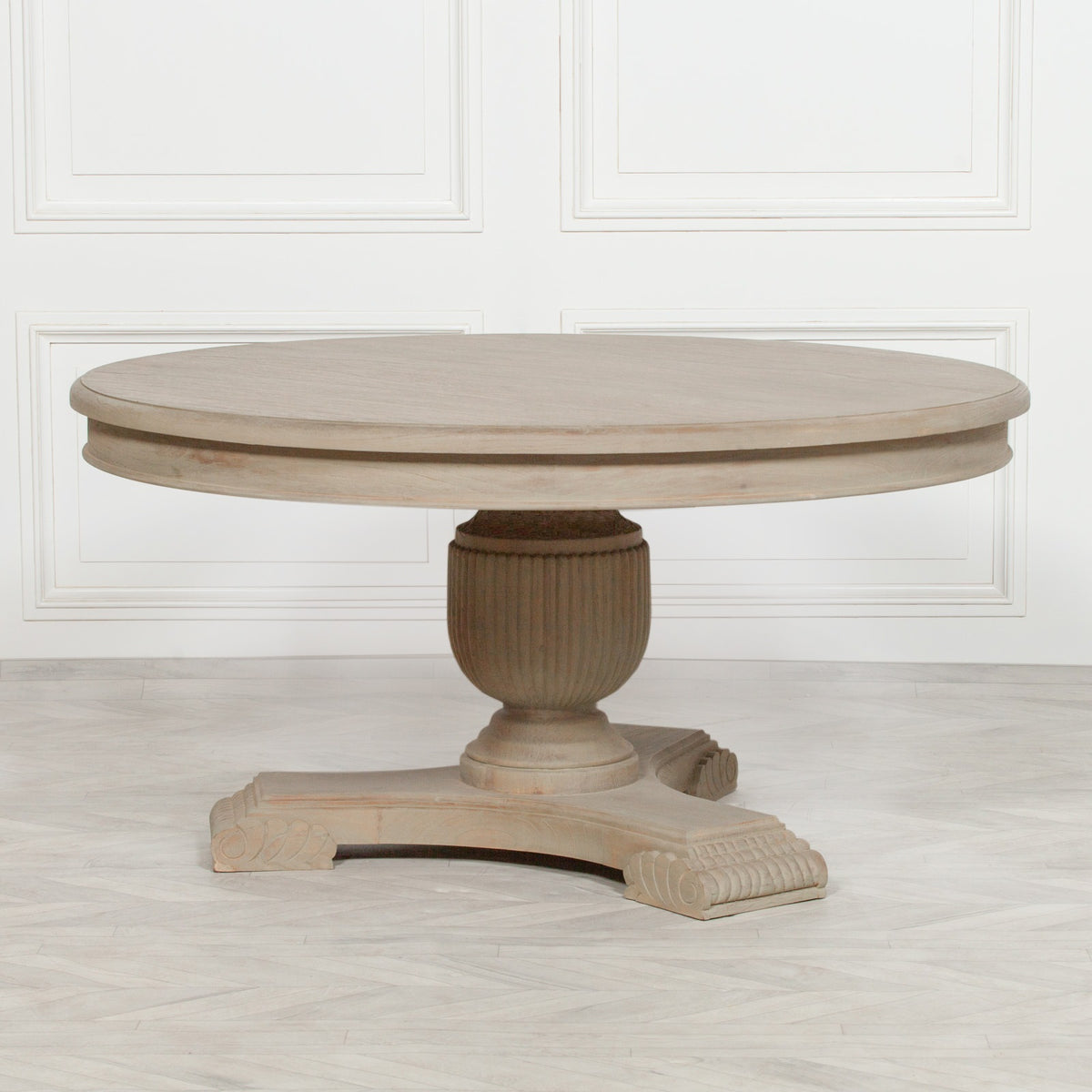 Westbrook Round Dining Table 150cm – Rustic White Cedar