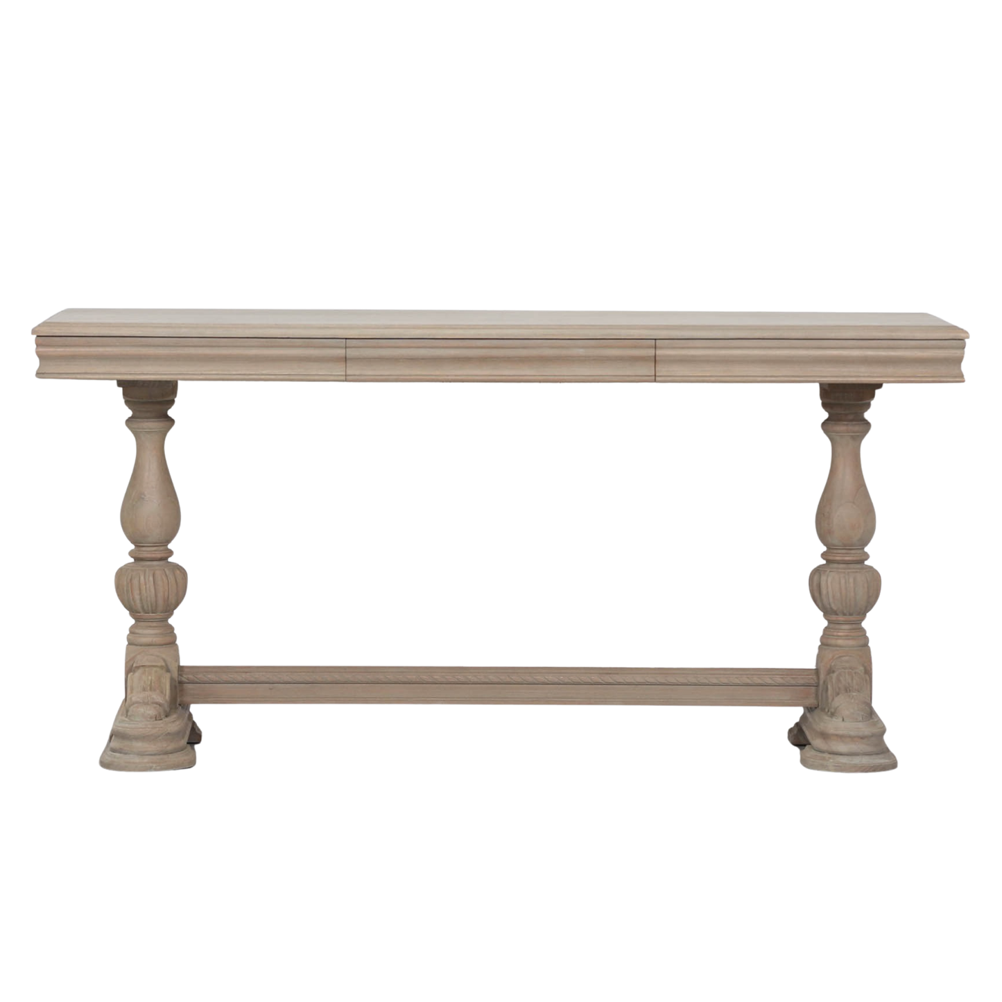 Westbrook Carved Console Table with Drawer – Rustic Natural Wood
