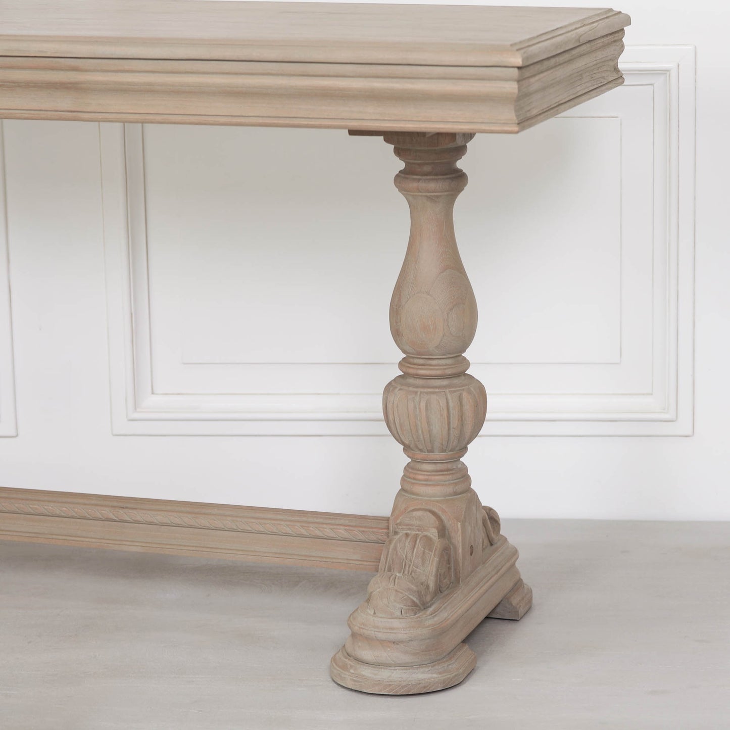 Westbrook Carved Console Table with Drawer – Rustic Natural Wood