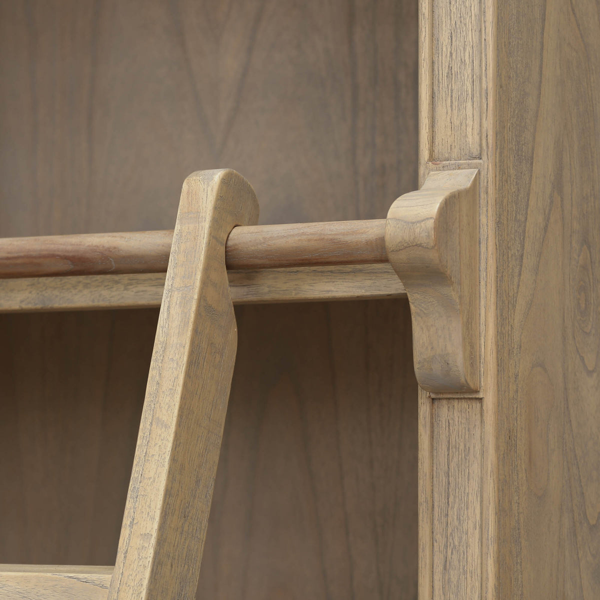 Westbrook Large Library Bookcase with Ladder – Rustic White Cedar