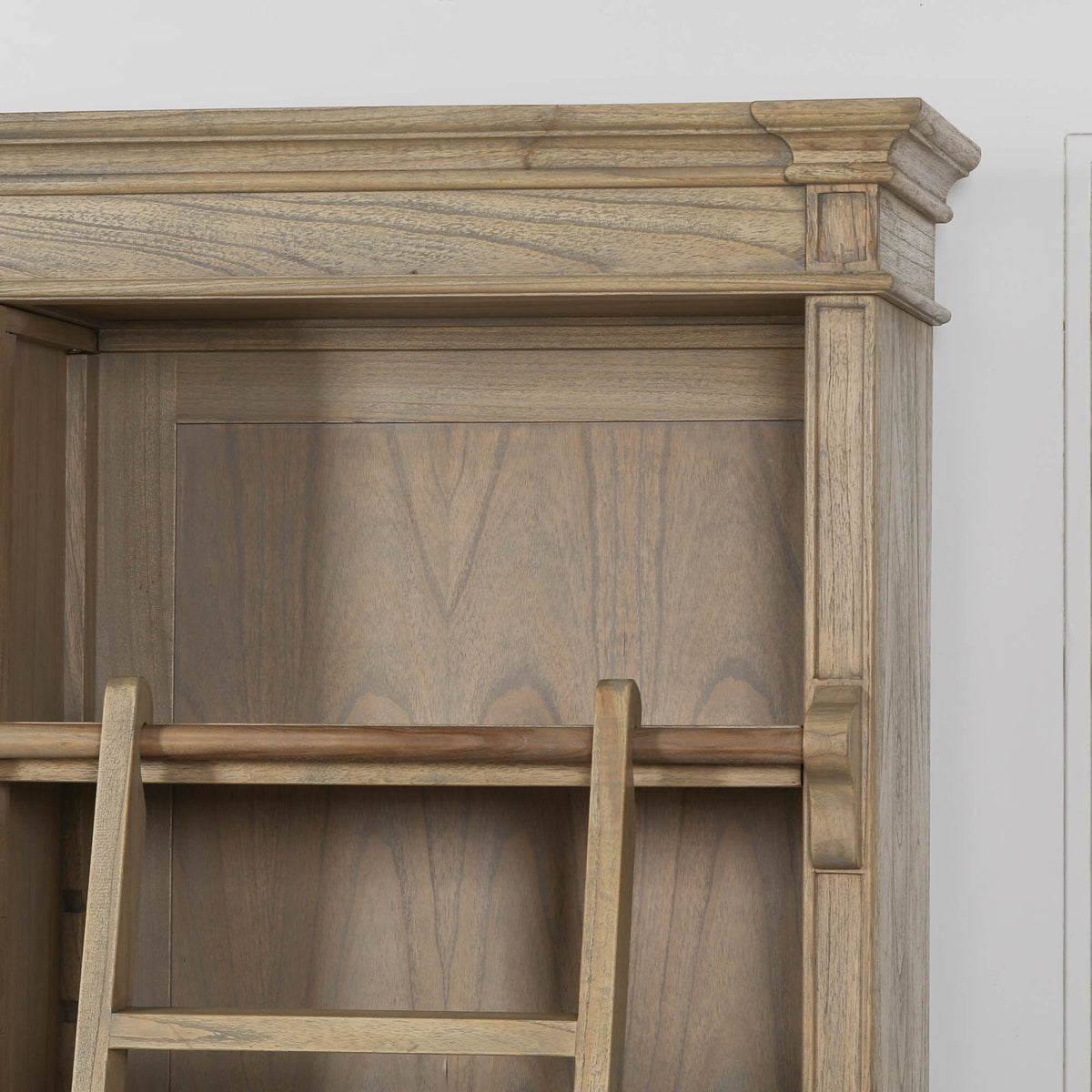 Westbrook Large Library Bookcase with Ladder – Rustic White Cedar