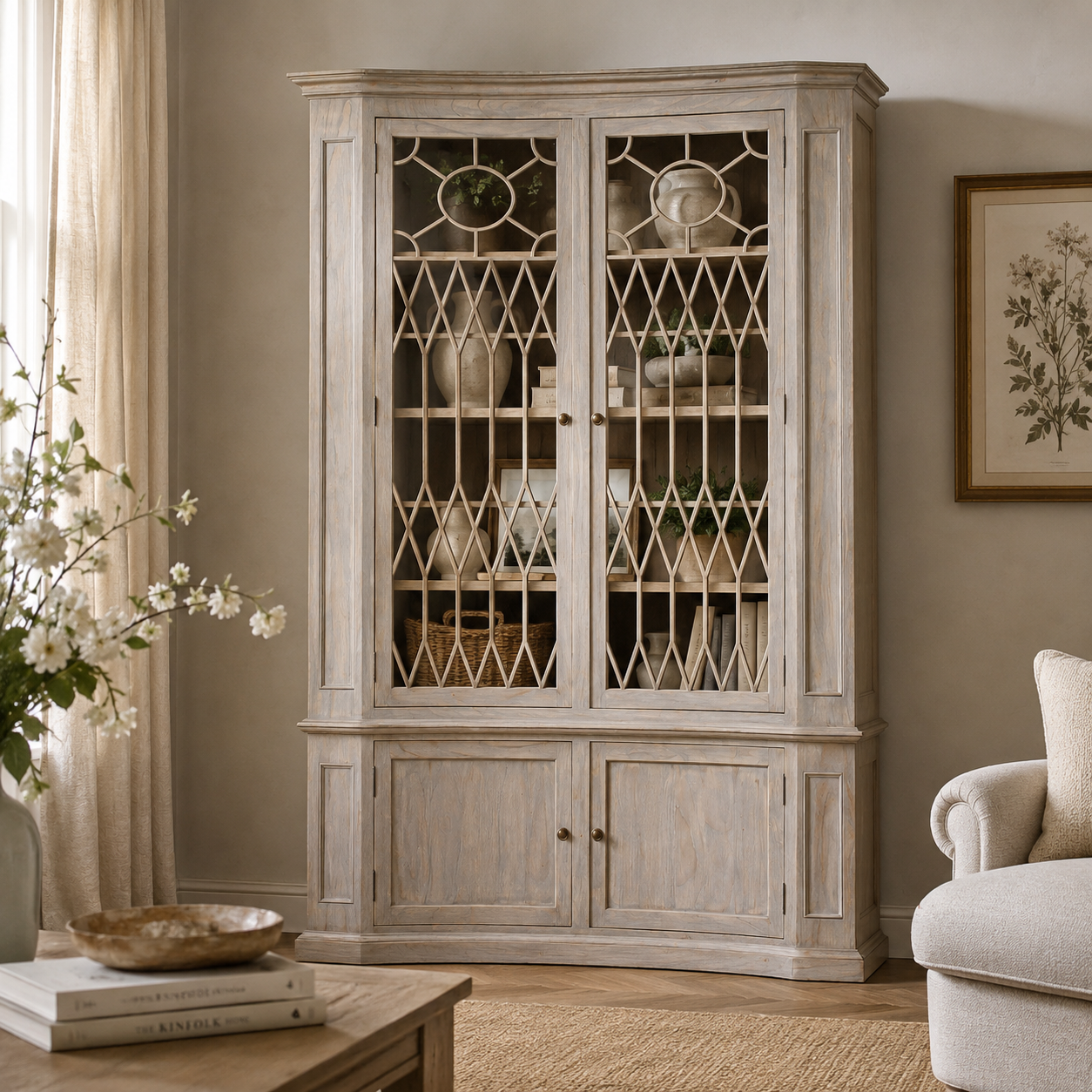 Beaumont Concave Display Cabinet – White Cedar