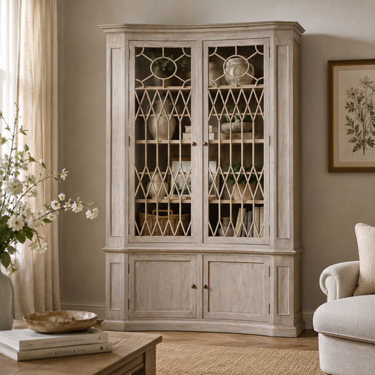 Beaumont Concave Display Cabinet – White Cedar