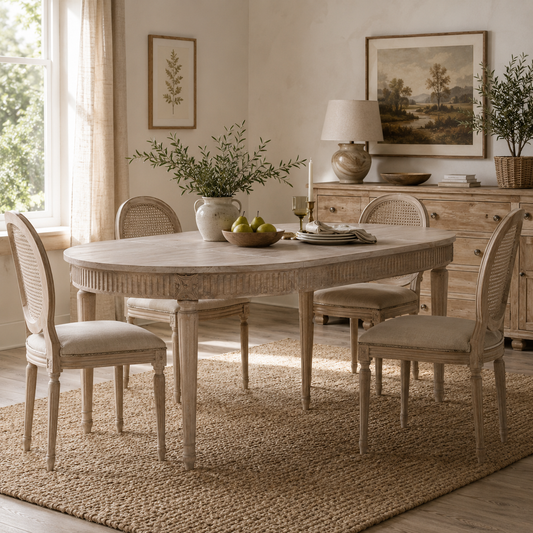 Westbrook Extendable Round Dining Table 117–206cm – White Cedar