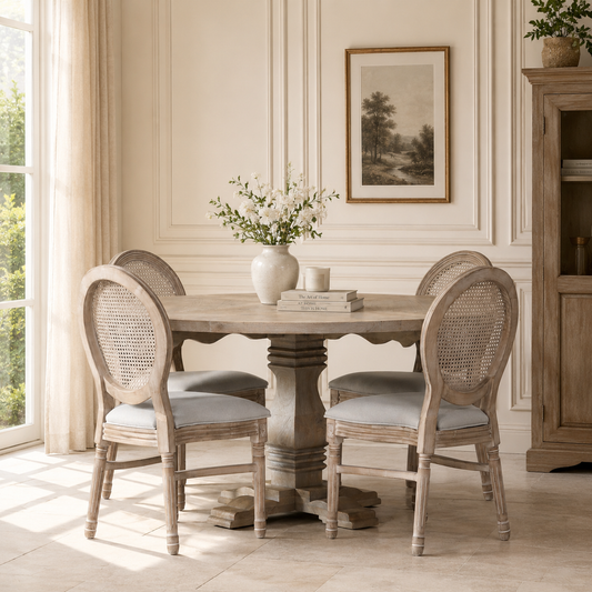 Westbrook Round Pedestal Dining Table 151.5cm – Rustic Wood